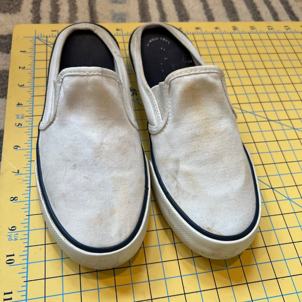 Sperry white canvas open back slip ons sz 8